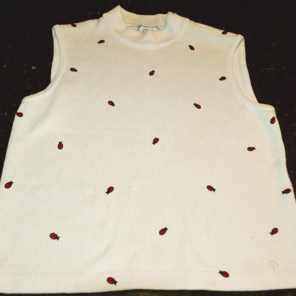 St. John Sport Small Cream Shell with Ladybugs